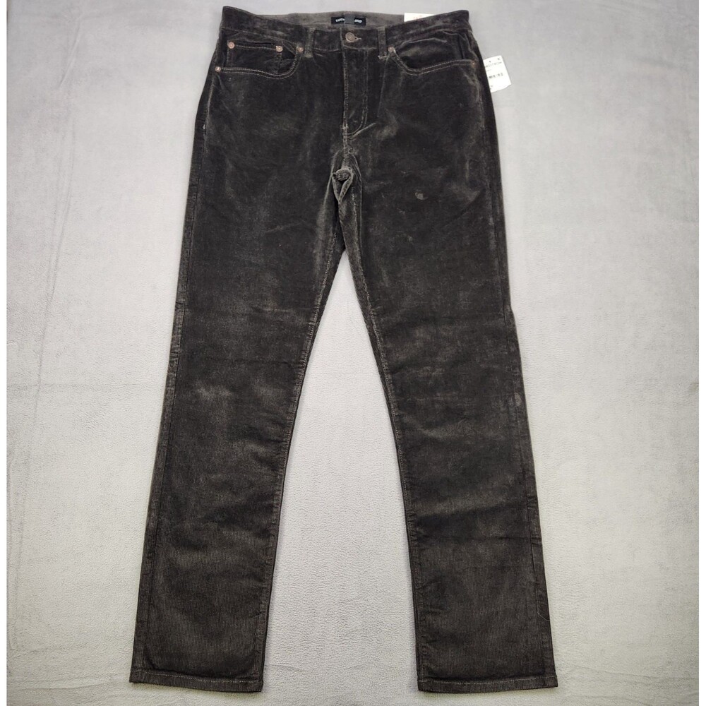 Lucky Brand 121 Slim Straight Corduroy Pants Men's 33x32 Black Stretch Chino NWT